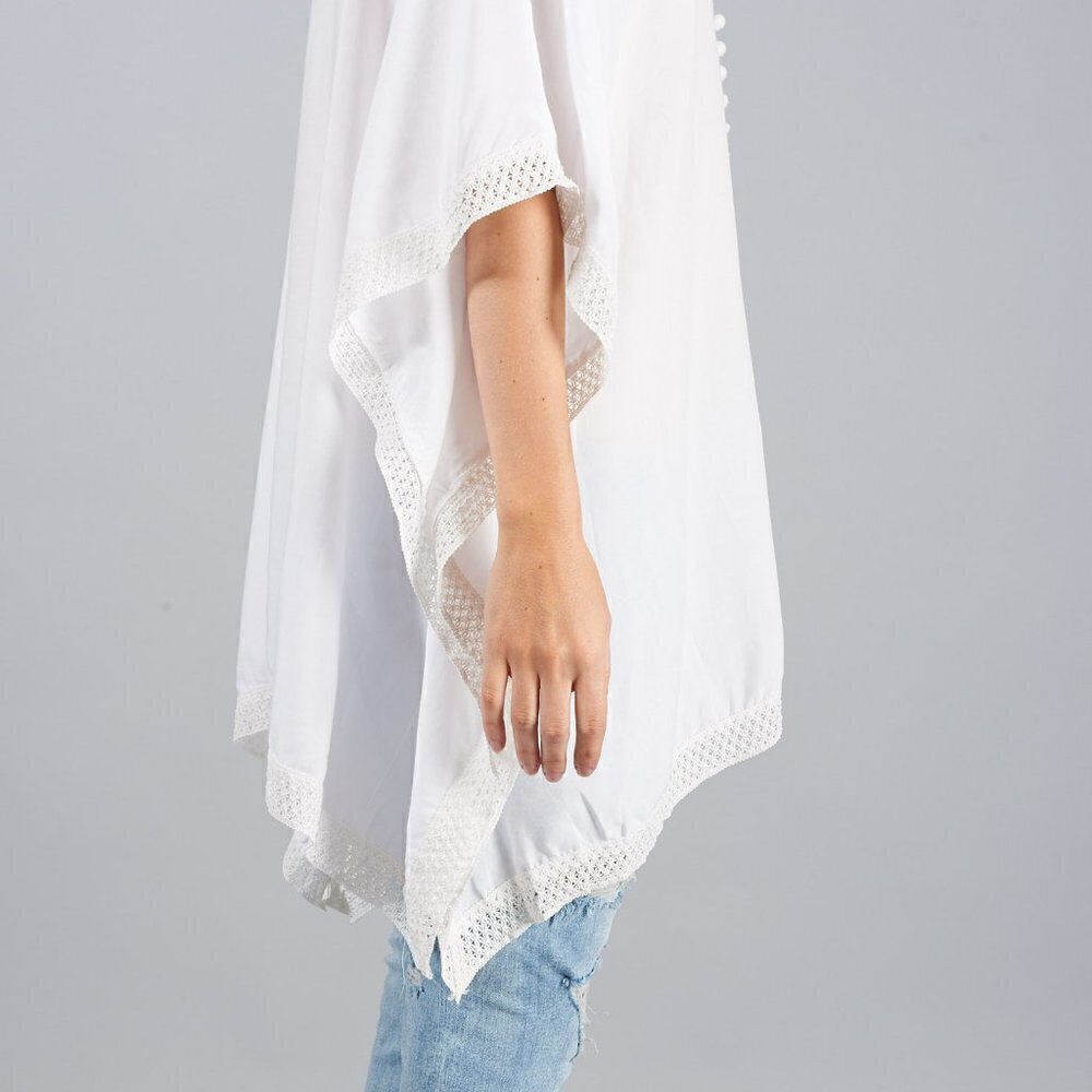Nwt Bindya Lace-Up Cover-Up White One Size